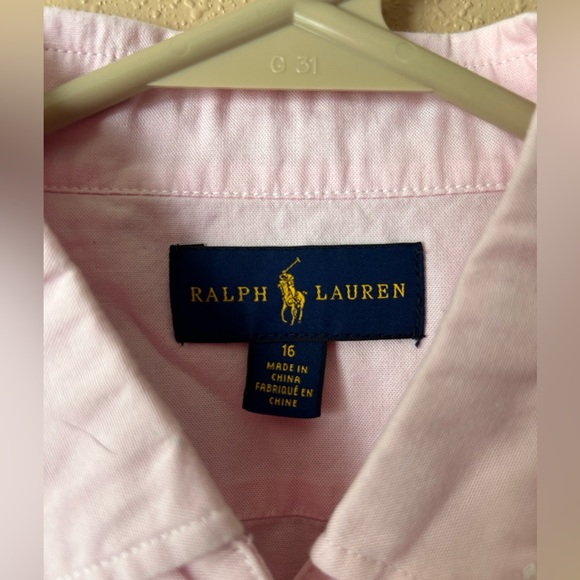 Girls Ralph Lauren, short sleeve button-down top size 16 pink NWOT - Picture 3 of 3